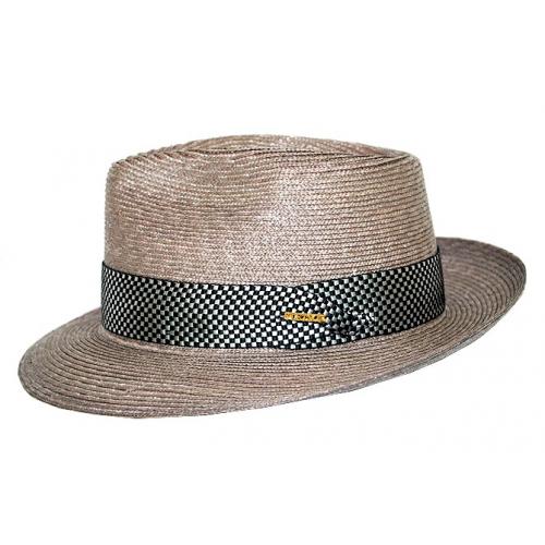 Stetson Grey "Weston"100% Panama Straw Fedora Dress Hat